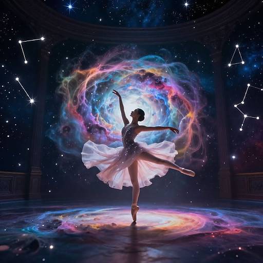 Celestial Ballerina Dancing in Nebula