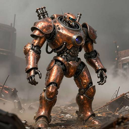 Steampunk Mech Suit in Wasteland