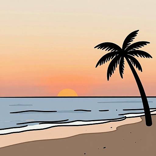 Minimalistic Tropical Beach Sunset