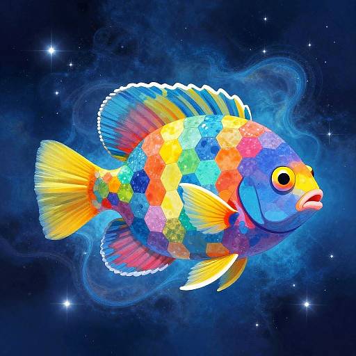 Colorful Cosmic Fish Illustration