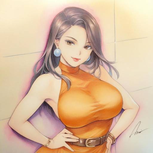 Stylish Woman in Orange Halter Dress