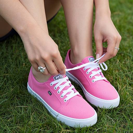 Bright Pink Sneakers with Diamond Ring