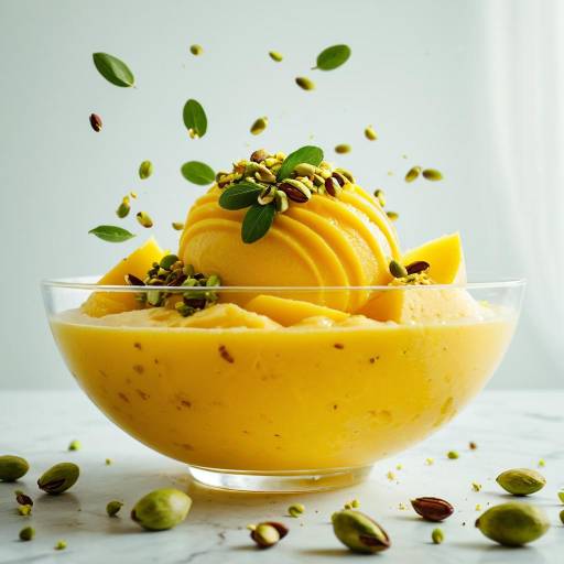 Cinematic Mango Sorbet in Glass Bowl