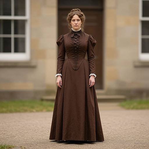 Victorian Woman in Brown Dress