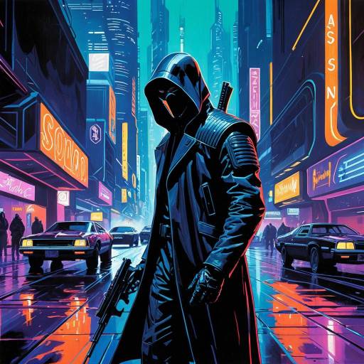 Futuristic Assassin in Neon City