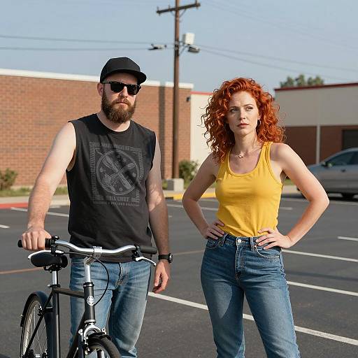 Outdoor Parking Lot Scene with Characters