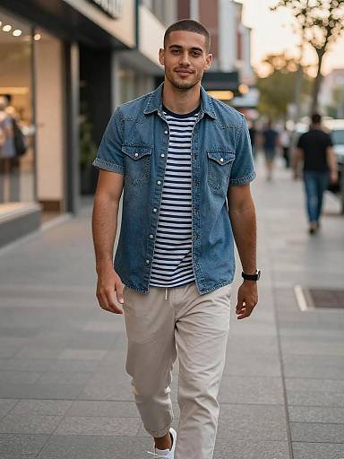 Golden Hour Urban Denim Street Portrait