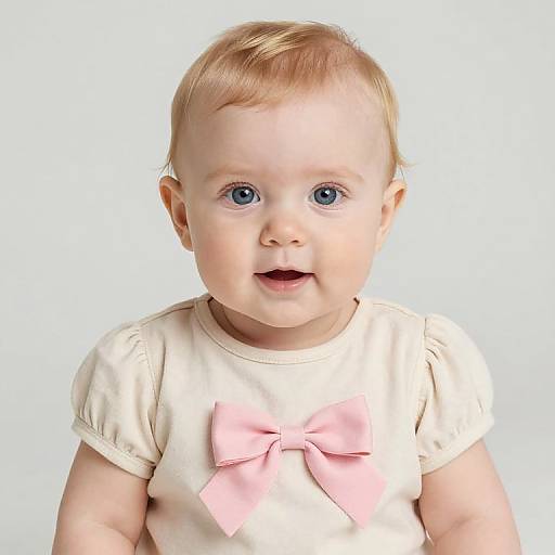 Blonde Baby Girl in Beige Outfit