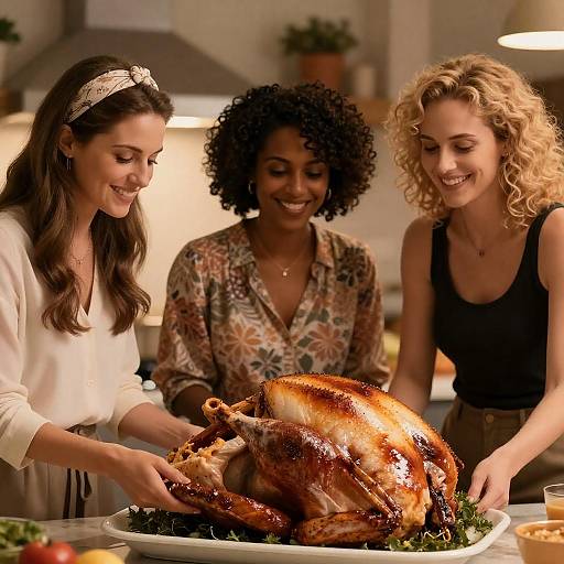 Warm Kitchen Turkey Preparation Scene