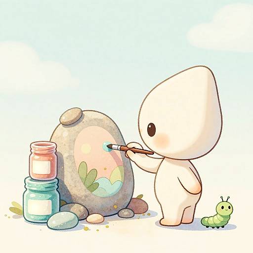 Whimsical Alien Painting Pastel Mural