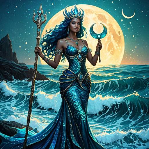 Merfolk Oracle with Crescent Moon Staff