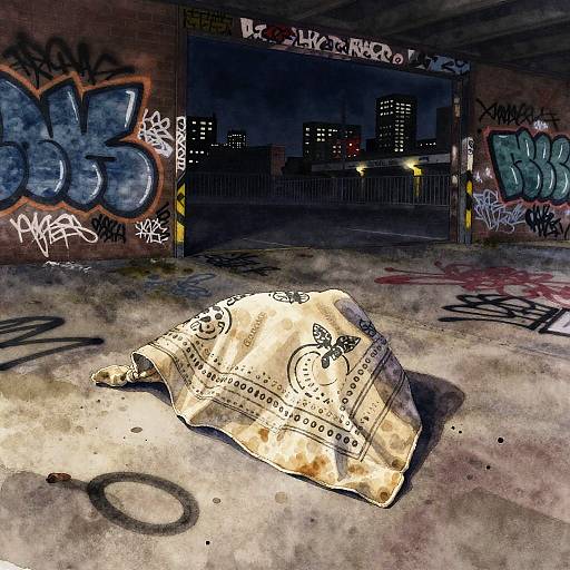 Realistic Watercolor Urban Bandana Scene