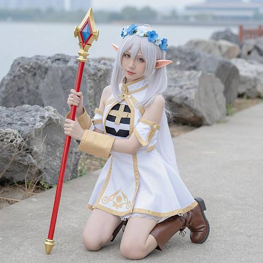 Elf Cosplayer in Fantasy Dress