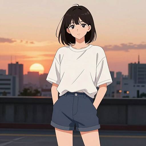 Confident Anime Girl in Streetwear