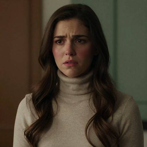 Concerned Woman in a Blurred Background