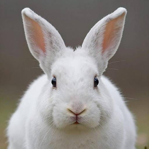 Close-Up of a Fluffy White Rabbit