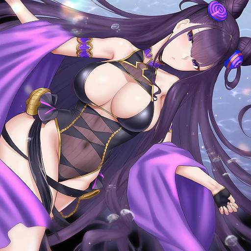 Illustration of Murasaki shikibu (swimsuit rider) (fate), fate/grand order in the style of Dr.p