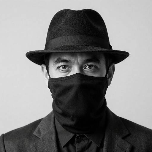 Mysterious Man in Fedora and Mask