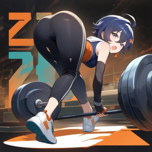 Dynamic Weightlifting Girl in Torn Attire