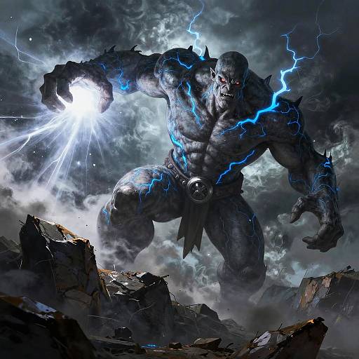 Thunderous Cyclops Cliffside Illustration