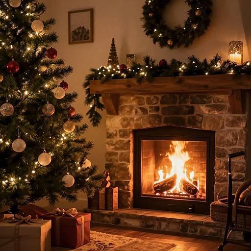 Cozy Christmas Haven with Firelight