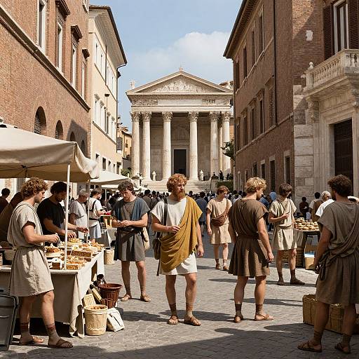 Bustling Roman Street on Ides