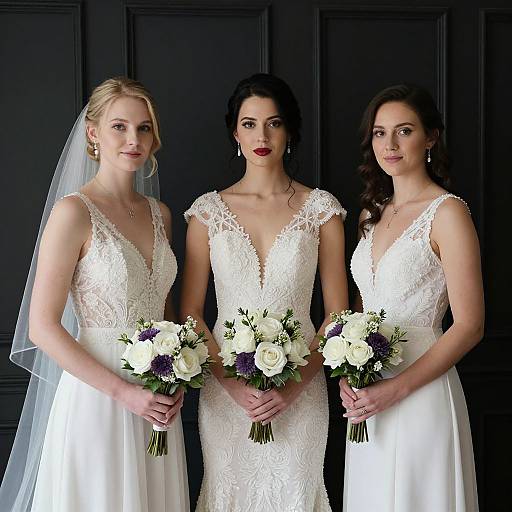 Elegant Bridesmaids in White Dresses