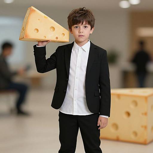 Boy in Cheese Fancy Dress Costume