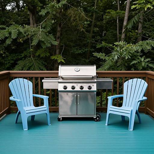 Azure Teal Deck with Grill and Chairs