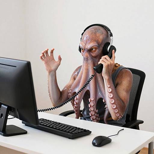 Angry Octopus Calling Tech Support