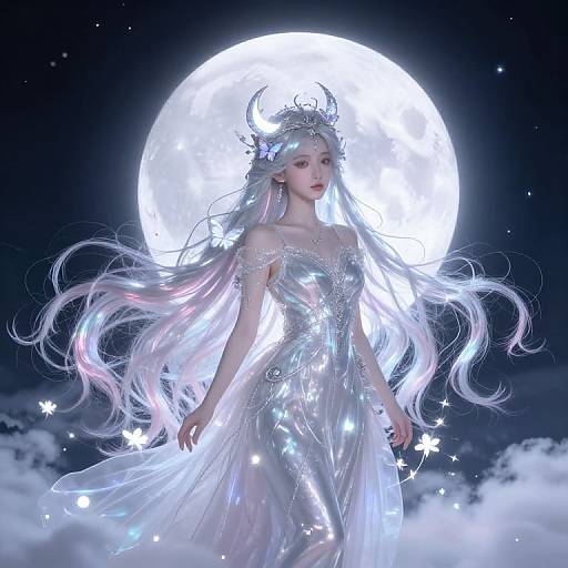 Anime Moon Goddess with Lunar Radiance