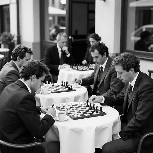 Charming Café Scene in Black and White