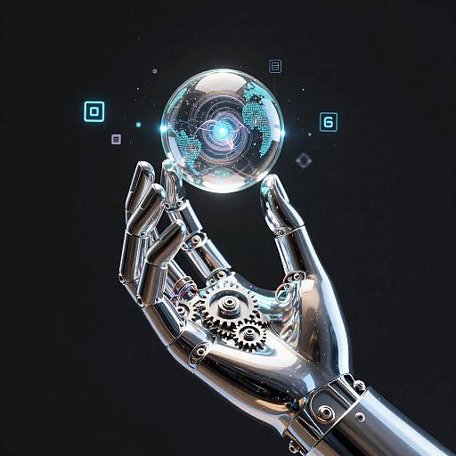 Futuristic AI Fingers with Glowing Orb