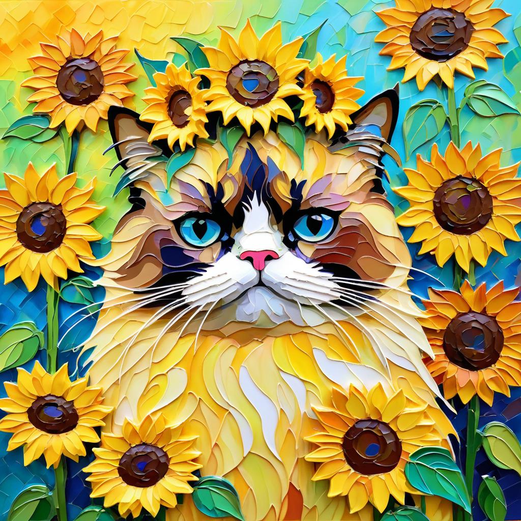 Whimsical Grumpy Cat in Monet's Style