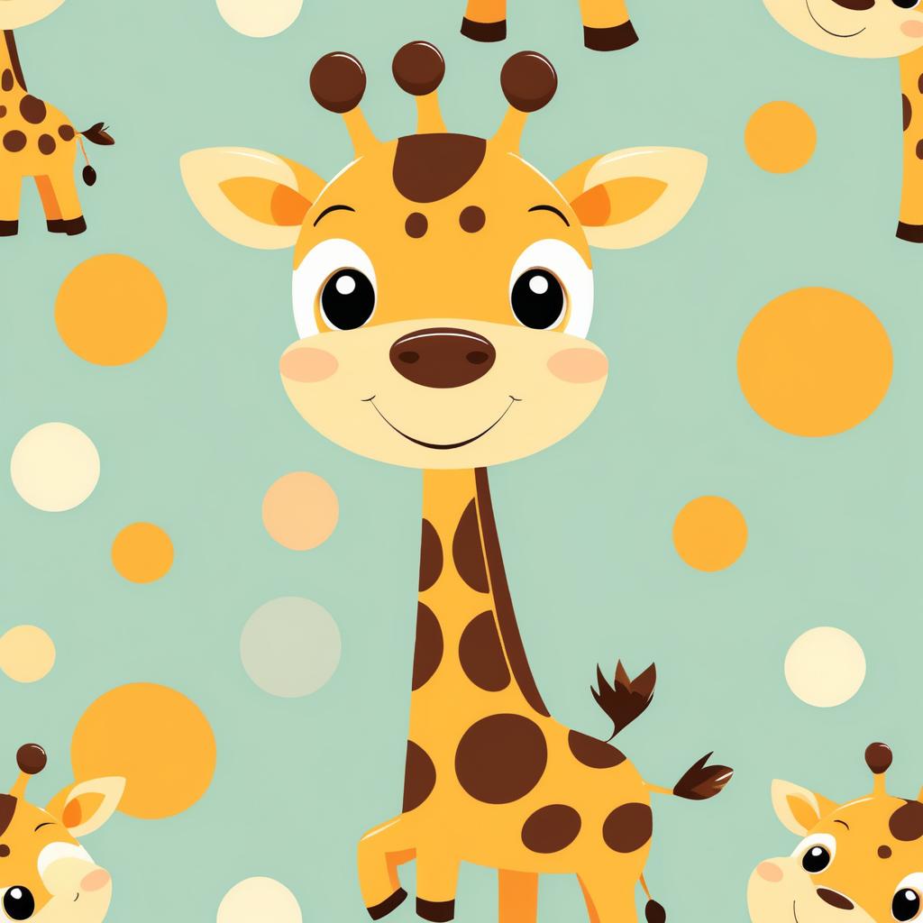 Adorable Cartoon Giraffe with Cheerful Smile