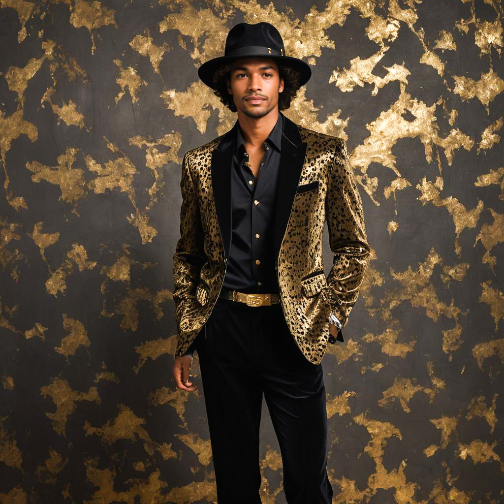 Stylish Young Man in Bold Pimp Outfit