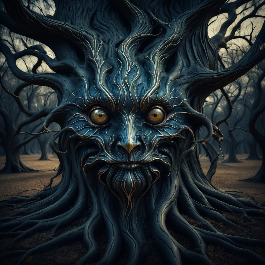 Surreal Close-up of a Twisted Tree Creature