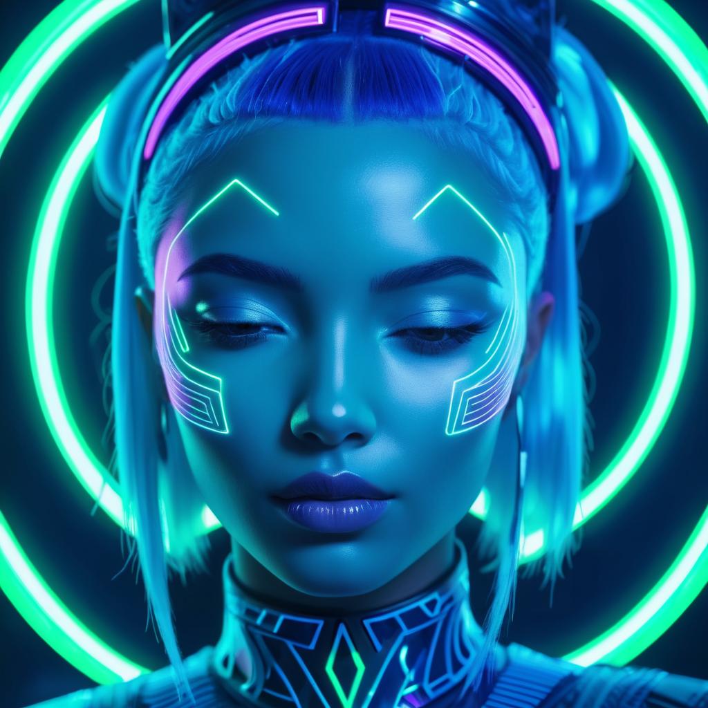 Cyberpunk Portrait of a Neon Woman