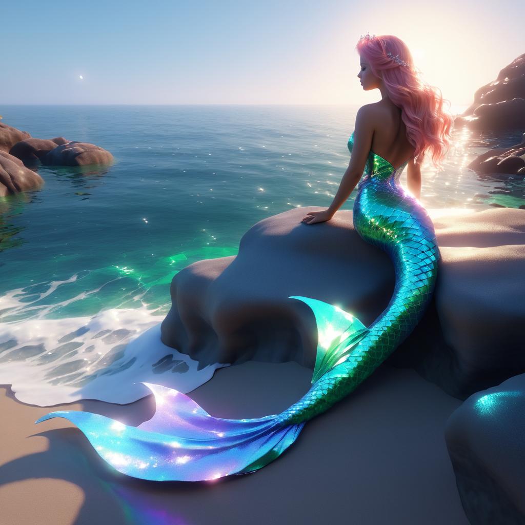 Cinematic Mermaid by the Ocean Shore