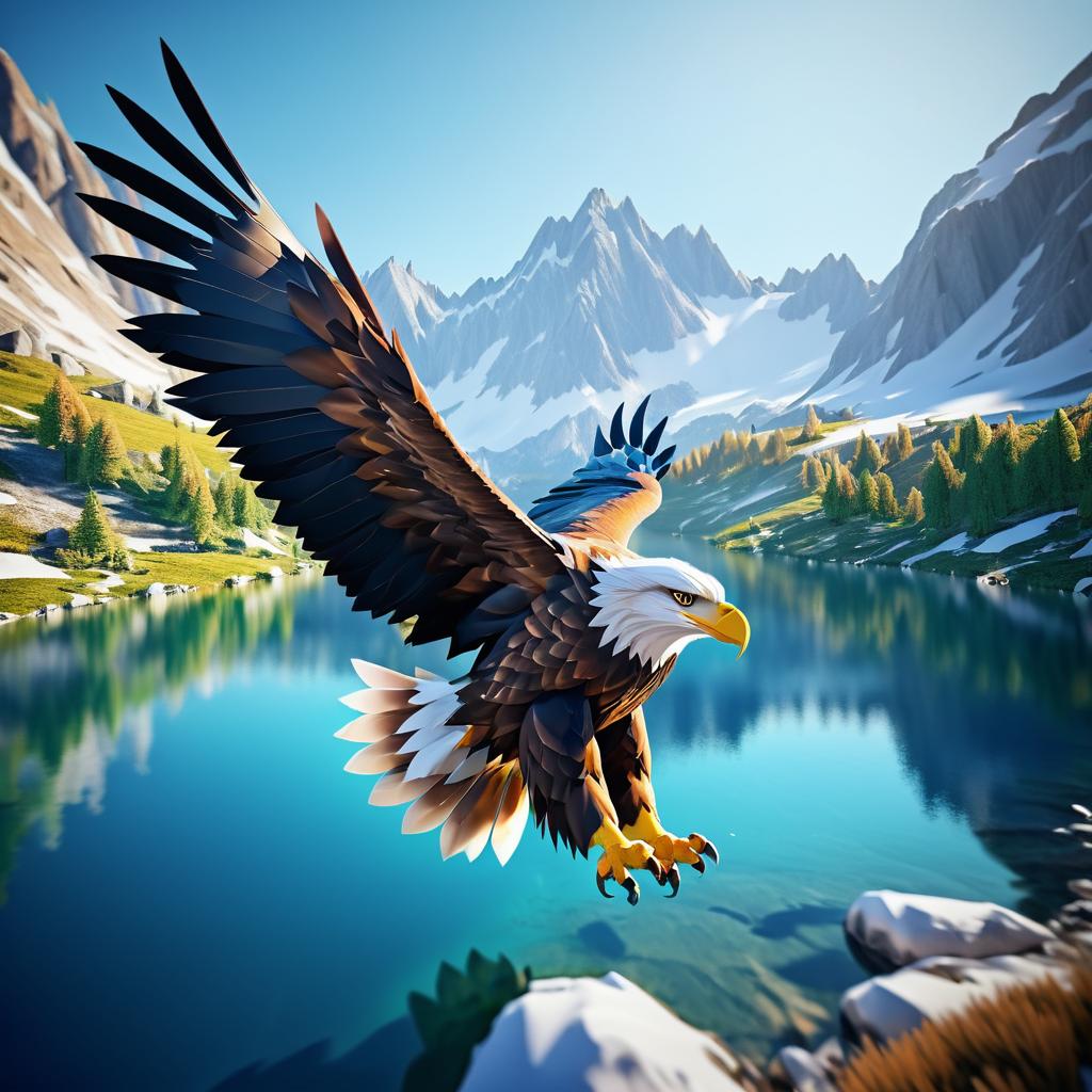 Majestic Eagle Soaring Over Alpine Landscape