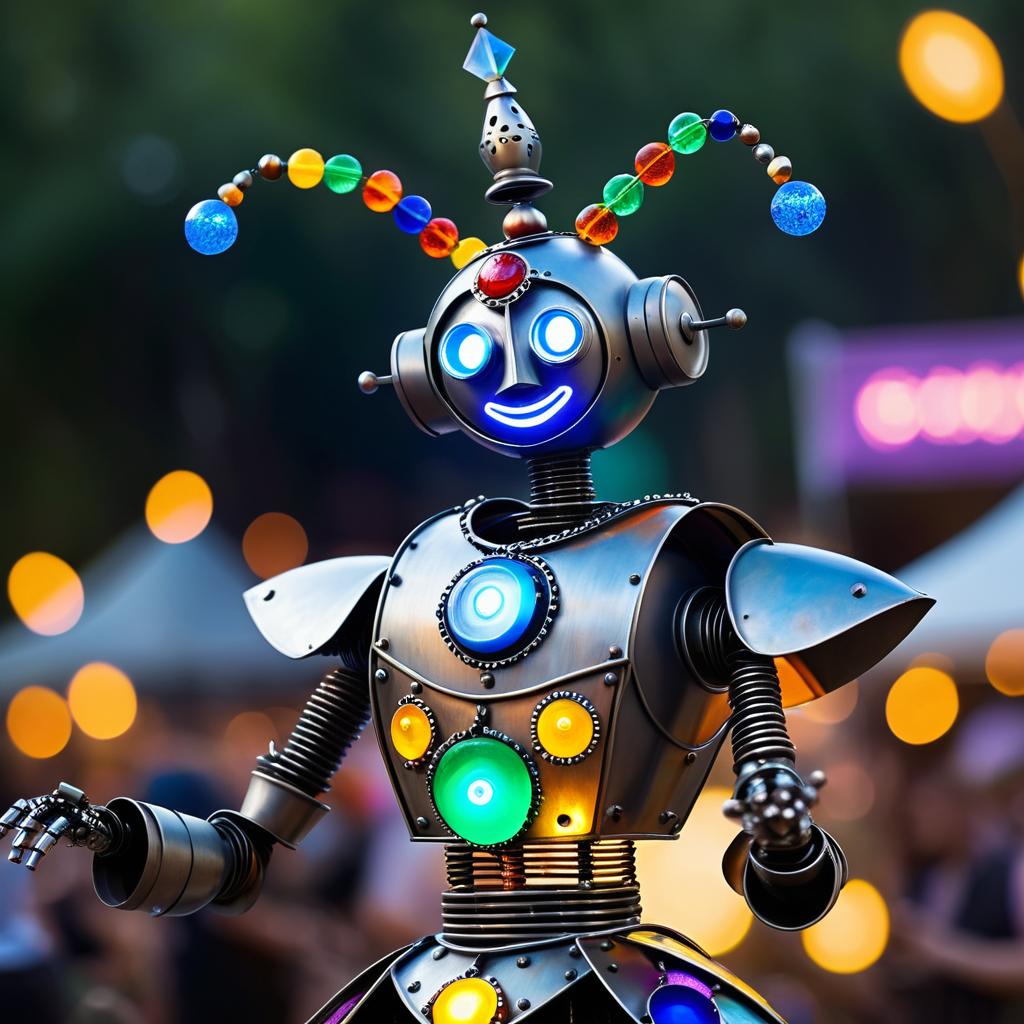 Whimsical Robot Jester at Festival