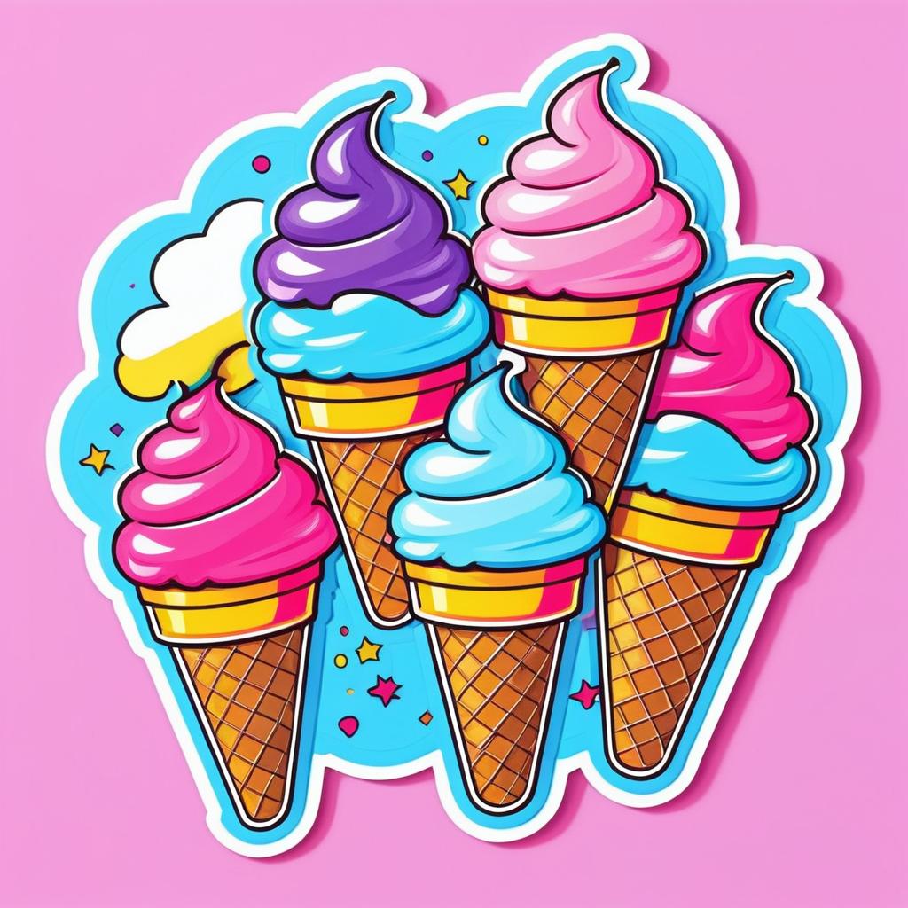 Vibrant Pop Art Ice Cream Sticker Design