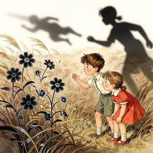 Nostalgic Shadowy Dreamscape Illustration