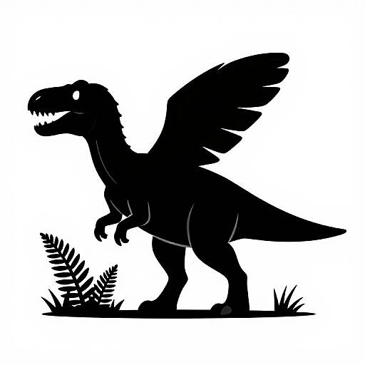 Heraldic Feathered Velociraptor Silhouette