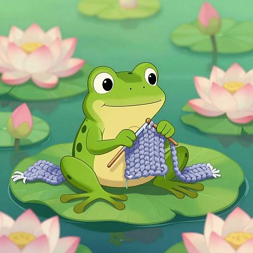Disney-Style Frog Knitting on Lotus