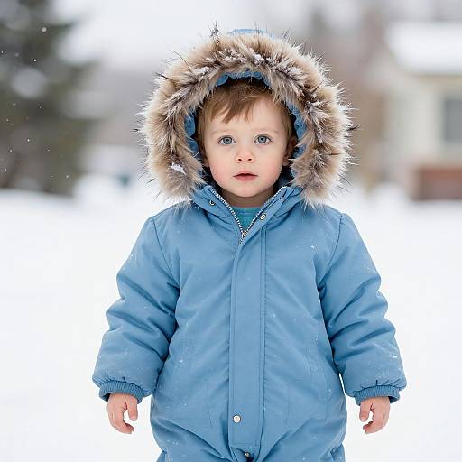 Infant Boy in Winter Snowsuit