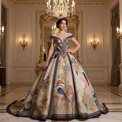 Elegant Woman in Artistic Ball Gown