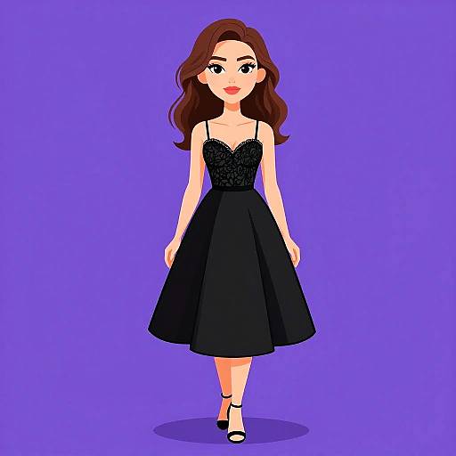 Elegant Woman in Black Lace Dress