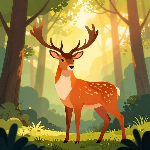 Majestic Deer in Sunrise Forest