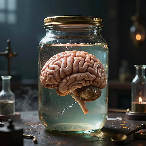 RPG Fantasy Brain in Glass Jar